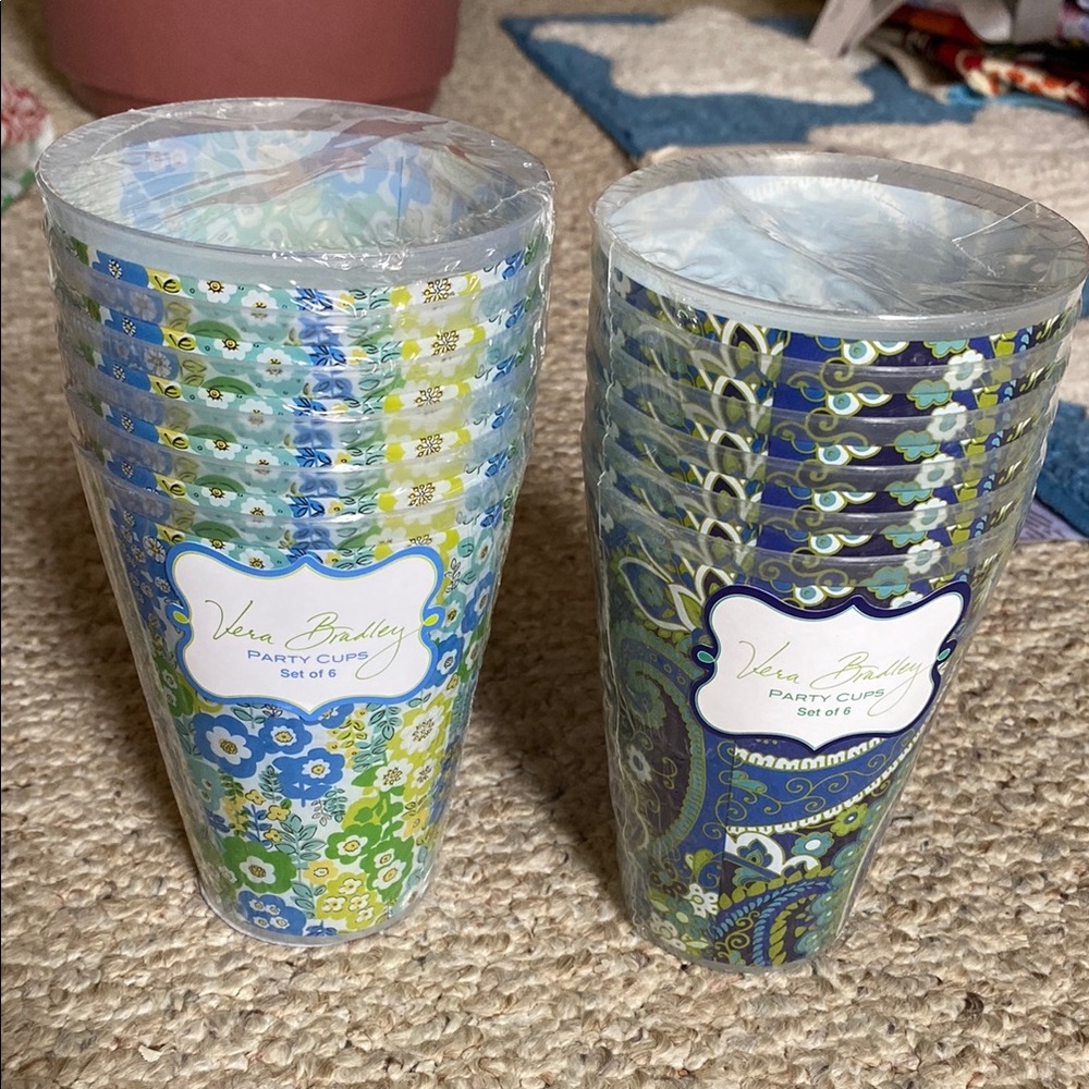 NIP Vera Bradley Party Cups Accent Tumblers 2 sets of 6.